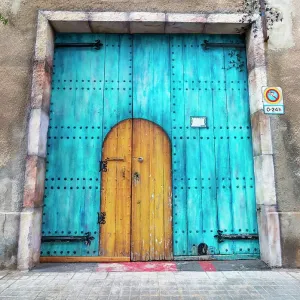 Blue wooden door Blue wooden door