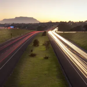 blurred motion, cape town, capital cities, car, color image, dusk, high angle view blurred motion, cape town, capital cities, car, color image, dusk, high angle view