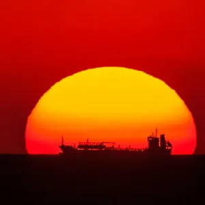 Boat in the setting sun