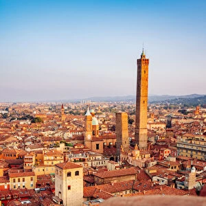 Bologna, Emilia Romagna, Italy. Towers, rooftops and copyspace