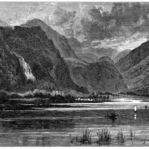 Borrowdale Valley and Derwentwater Lake in the Lake District, England - 19th Century