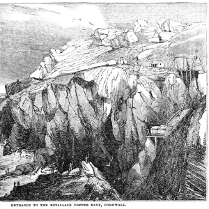 Botallack Copper Mine, Cornwall - 1833 woodcut