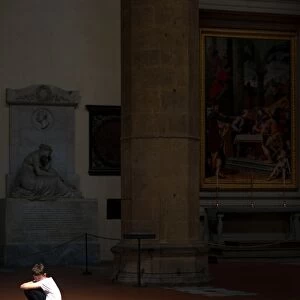 A boy in the church Santa Croce