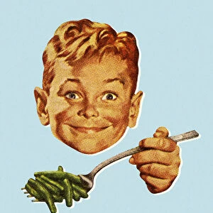 Boy Eating Green Beans