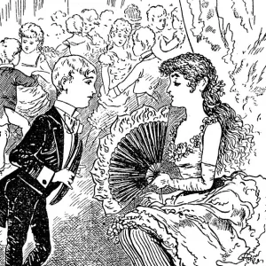 Boy talking to a young lady during dance event, full length, vertical