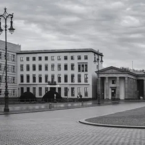 Brandenburg Gate panorama, Berlin, Germany - Stock image