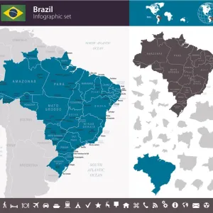 Brazil - Infographic map - illustration Brazil - Infographic map - illustration