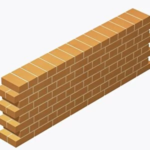 Brick wall built in English bond bricklaying pattern