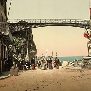 Bridge La Trauchee des Anglais, Granville in Normandy, France, c. 1890, Historic, digitally enhanced reproduction of a photochrome print from 1895