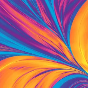 Bright Abstract Fractal Print with Flame Feather Design Bright Abstract Fractal Print with Flame Feather Design