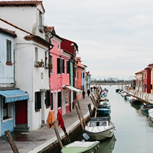 Brightly painted homes on the island of Burano, Italy