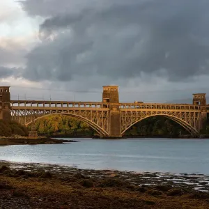 The Britannia Bridge on the Menai Strait, Anglesey, North Wales The Britannia Bridge on the Menai Strait, Anglesey, North Wales