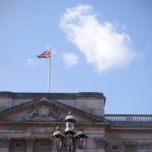 British flag over ornate building British flag over ornate building