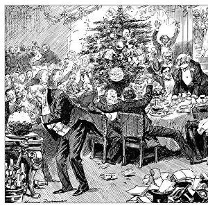 British London satire caricatures comics cartoon illustrations: Christmas party