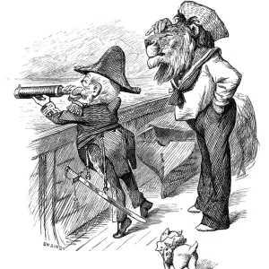 British London satire caricatures comics cartoon illustrations: Boat captain with British London satire caricatures comics cartoon illustrations: Boat captain with