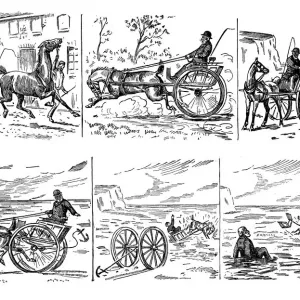 British London satire caricatures comics cartoon illustrations: Carriage accident