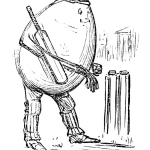 British London satire caricatures comics cartoon illustrations: Egg playing cricket British London satire caricatures comics cartoon illustrations: Egg playing cricket