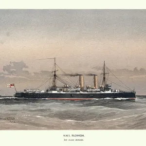 British Royal Navy warship HMS Blenheim, first class protected cruiser, Victorian Military History, 19th Century, 1890s British Royal Navy warship HMS Blenheim, first class protected cruiser, Victorian Military History, 19th Century, 1890s