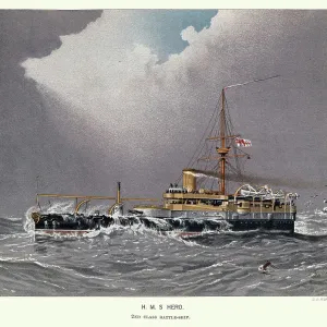 British Royal Navy warship HMS Hero was the second and final Conqueror class battleship, 19th Century British Royal Navy warship HMS Hero was the second and final Conqueror class battleship, 19th Century