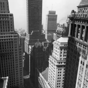 Broad Street NY Print: High-angle view of buildings, New York City, 1945 Broad Street NY Print: High-angle view of buildings, New York City, 1945