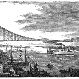 1878 Brooklyn Bridge Print 1878 Brooklyn Bridge Print