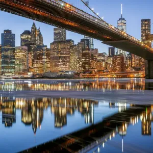 Brooklyn Bridge and Skyline, New York City, New York, America Brooklyn Bridge and Skyline, New York City, New York, America