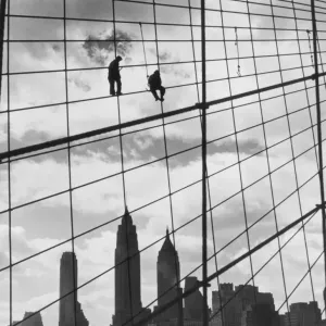 Brooklyn Bridge Workers Print Brooklyn Bridge Workers Print