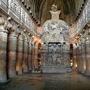 Buddha statues in cave, Ajanta
