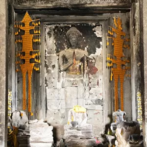 Buddhist altar inside Angkor wat, Siem Reap, Cambodia
