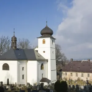 Church of St. George and St. Martin Print, Martinkovice Village Scene Church of St. George and St. Martin Print, Martinkovice Village Scene