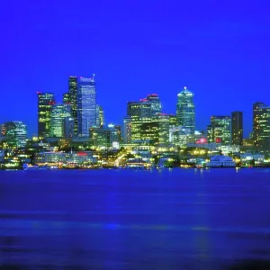 buildings, city, cityscape, coast, coastline, downtown, elliot bay, horizon, lit