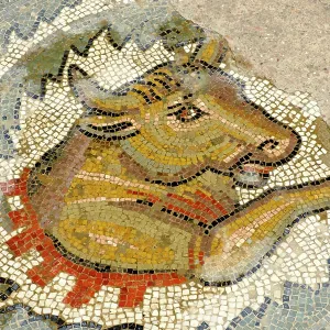 Bull, antique Roman floor mosaic