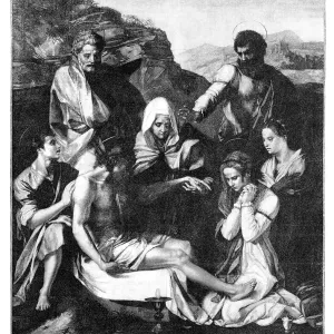 Burial of Jesus Christ after crucifixion illustration Burial of Jesus Christ after crucifixion illustration