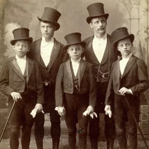 Cabinet Card Portrait of Group Wearing Tuxedos for Formal Event