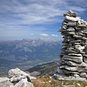Cairns along the Five Lakes Hiking Route on Pizol Mountain, Bad Ragaz, Heidi country, Swiss Alps, Switzerland, Europe, PublicGround