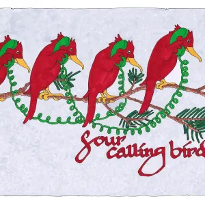 Four Calling Birds Print from The Twelve Days of Christmas Four Calling Birds Print from The Twelve Days of Christmas