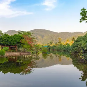 Calm lake on a tropical forest