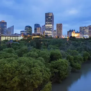 Edmonton Cityscape Print with River and Trees Edmonton Cityscape Print with River and Trees