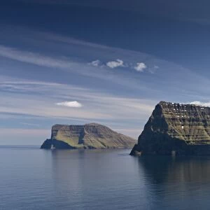 Cape Enniberg and the island of Vidoy, Kunoy, Norooyar, Faroe Islands, Denmark