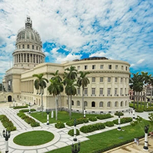 Capitol building with dramatic sky in Havana, Cuba