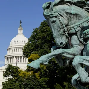 Capitol Building Print with Galloping Horse Sculpture Capitol Building Print with Galloping Horse Sculpture