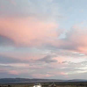 car, cloud, color image, great karoo, headlights, highway, horizon over land, illuminated