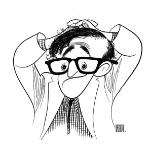 Al Hirschfeld Caricature Print of Woody Allen, 1967. Art Prints