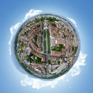Carouge Geneva 360A Aerial Panoramic View Print Carouge Geneva 360A Aerial Panoramic View Print