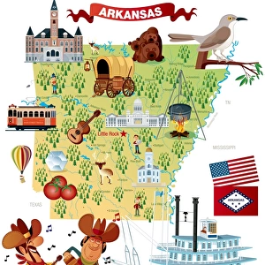 Cartoon map of Arkansas