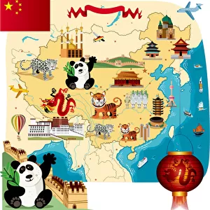 Cartoon map of China