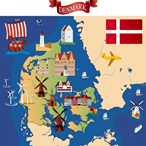 Cartoon map of Denmark