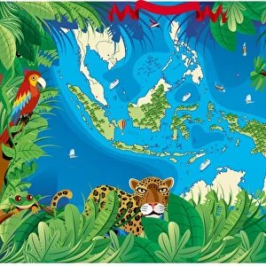 Cartoon map of Indonesia