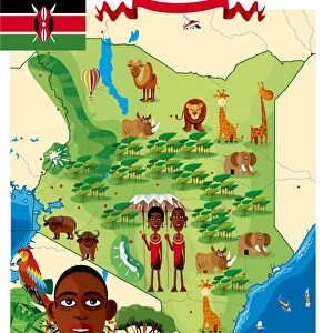 Cartoon map of Kenya