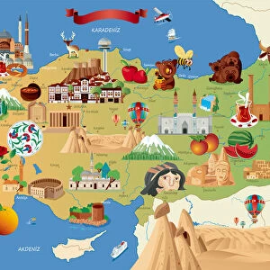 Cartoon map of Turkey